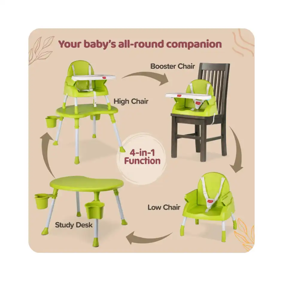 4-in-1 Convertible Baby High Chair – High Chair + Booster + Toddler Chair (Rental)