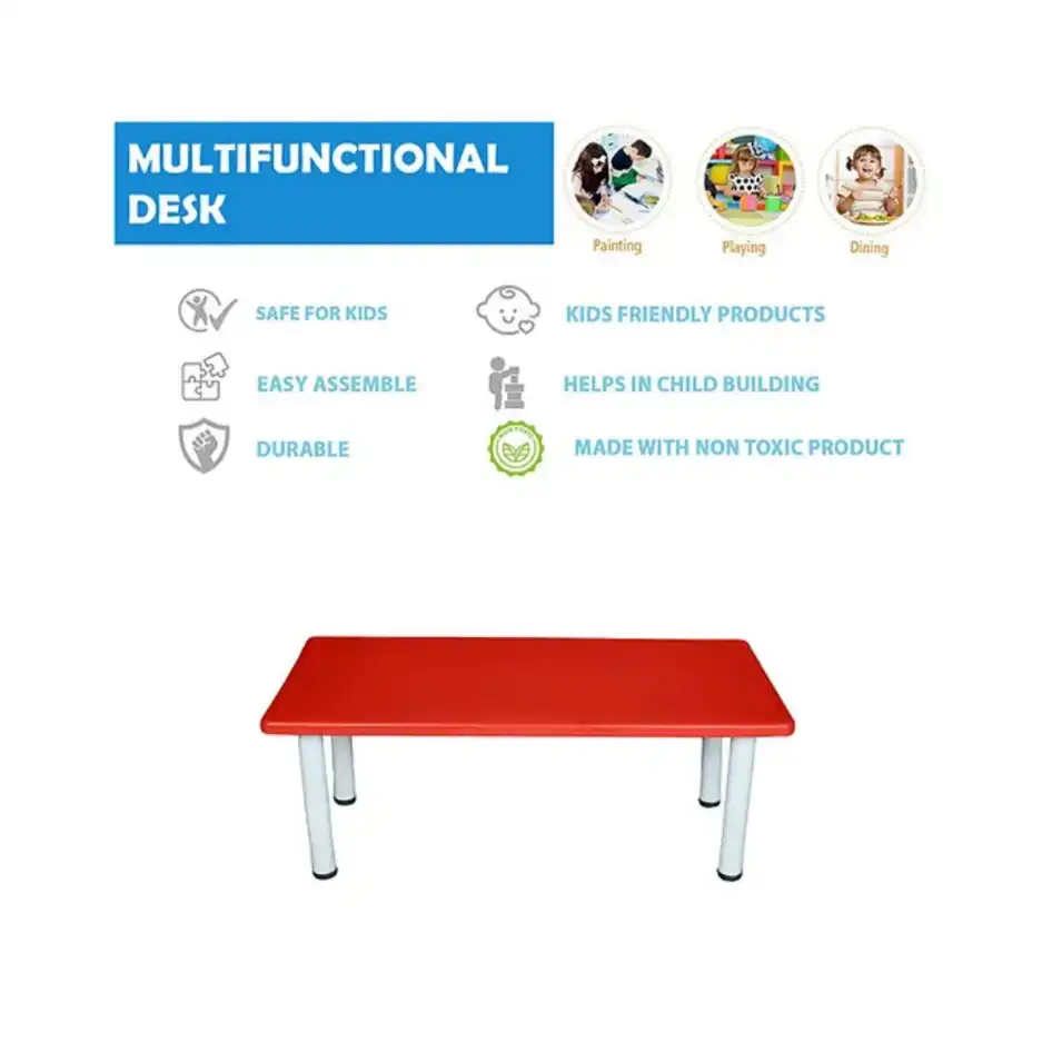 Kids Rectangular Table (Red) – 121×61×46 cm (Rental)