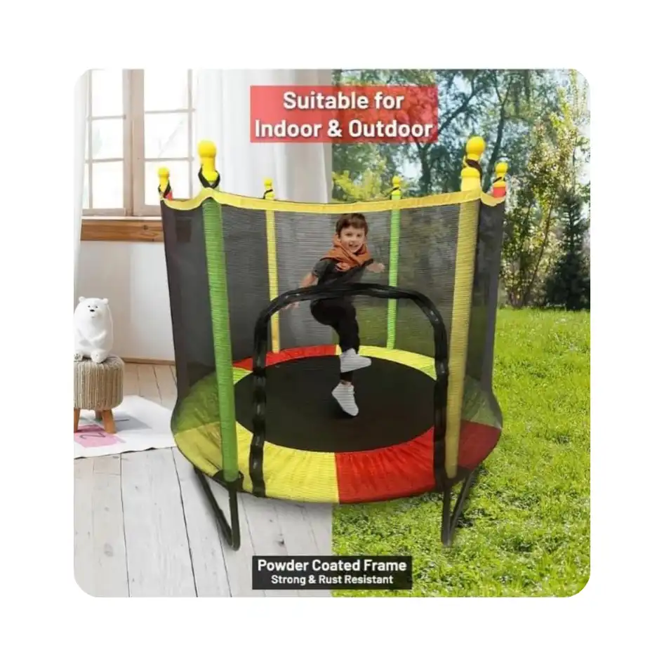 Toy Park 55" Indoor/Outdoor Trampoline with Safety Net – Kids Jumping Fun (Rental)