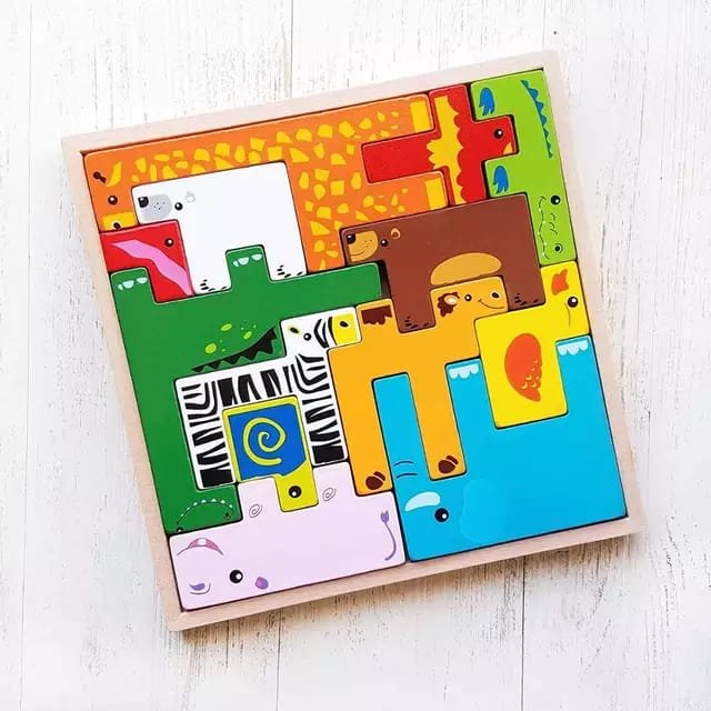 Colorful Safari Animals Wooden Jigsaw Puzzle