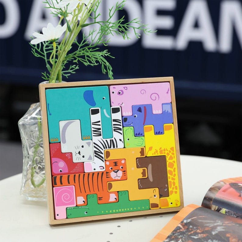 Colorful Safari Animals Wooden Jigsaw Puzzle