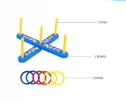 GENZ Stacking Target Bottle & Ring Toss Game – 12-Piece Indoor/Outdoor Family Activity Set