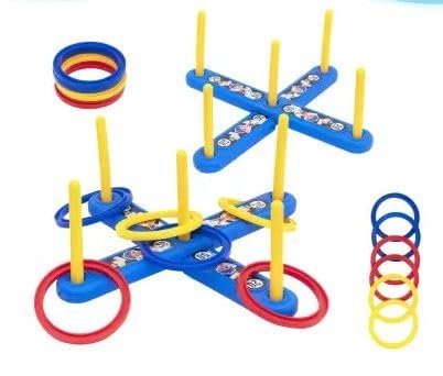 GENZ Stacking Target Bottle & Ring Toss Game – 12-Piece Indoor/Outdoor Family Activity Set