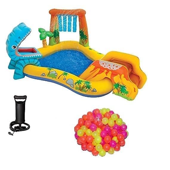 BOXO Deluxe Inflatable Play Center Swimming Pool – Large Outdoor Garden Tub for Kids & Adults | Built-in Water Slide & Cooling Spray Feature | Heavy-Duty Spa Bath Tub for Family Fun & Summer Parties