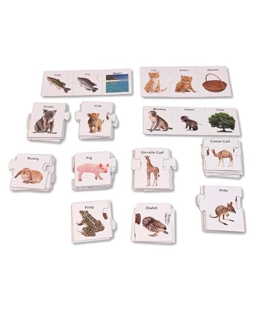Ratna's Animals, Babies & Their Homes – 3-Way Match Jigsaw Puzzle & Learning Game