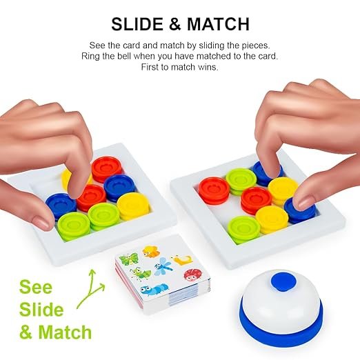 Ratna's Slide & Match: Color & Pattern Matching Board Game for Kids Ages 5+ | Montessori-Inspired Educational Slide Puzzle Toy