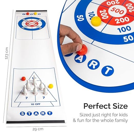 Ratna's 2-in-1 Sliding Bowling & Curling Game – Double-Sided Tabletop Sports Set for Kids