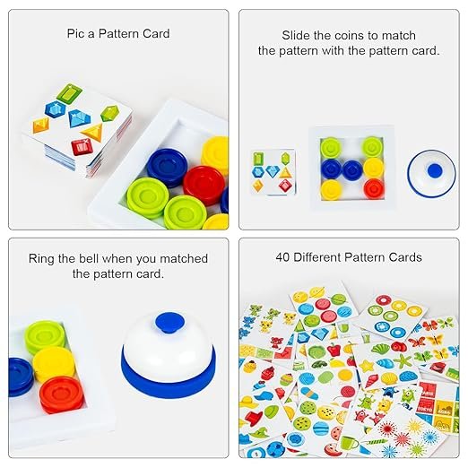 Ratna's Slide & Match: Color & Pattern Matching Board Game for Kids Ages 5+ | Montessori-Inspired Educational Slide Puzzle Toy