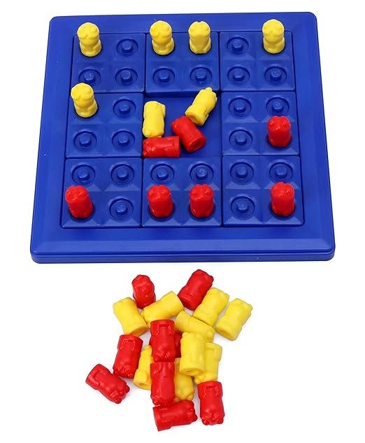 4 Frogs in a Square Board Game – Interactive Hungry Frog Feeding Game | 32 Multi-Color Pieces for Kids & Families