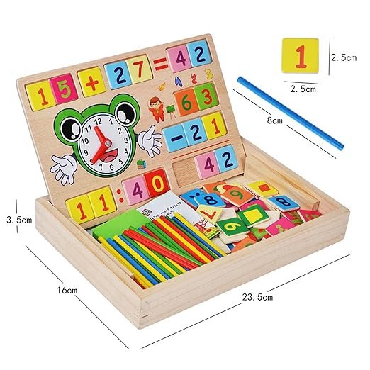 ATORSE™ Wooden Mathematics Learning Set – 4-in-1 Number Counting & Arithmetic Blocks | Montessori Educational Toy for Addition, Subtraction, Multiplication & Division | STEM Math Game for Kids & Toddlers