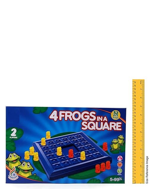 4 Frogs in a Square Board Game – Interactive Hungry Frog Feeding Game | 32 Multi-Color Pieces for Kids & Families