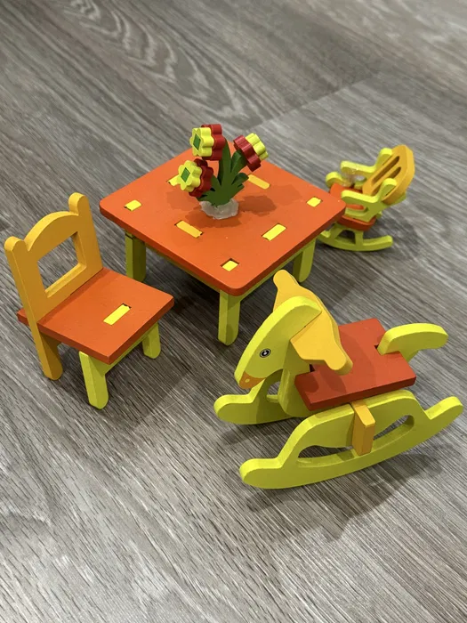 Classic Wooden Dollhouse Furniture Set – Handcrafted 22-Piece Miniature Room Collection | Waldorf & Montessori Inspired Toy Furniture for Pretend Play | Kitchen, Bedroom, Bathroom & Living Room Set